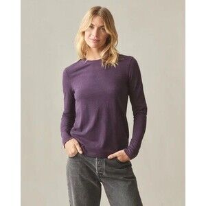 American Giant Shirt Womens S Grapeseed Premium Slub Long Sleeve Crew Tee NEW